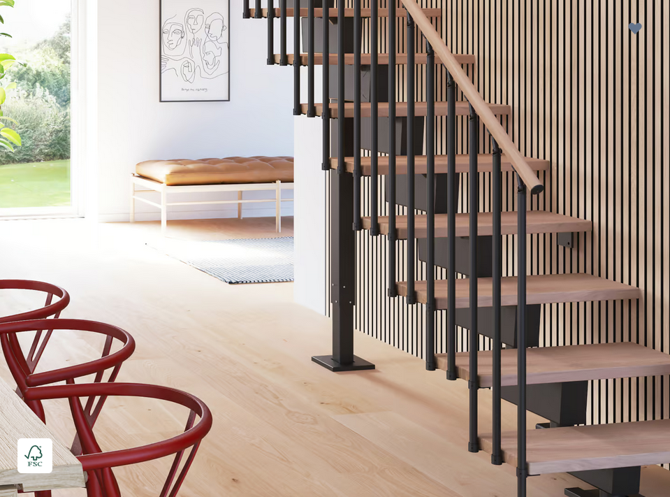 DOLLE DUBAI - modulové schody přímé do 252 cm, zábradlí CLASSIC IIII